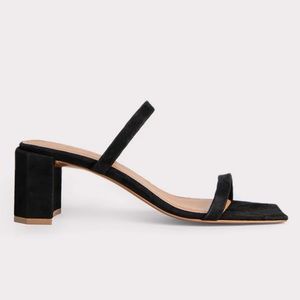 By Far Tanya Black Suede Sandals